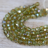 25/pc Chrysolite Celsius Czech 6mm Fire-polished Faceted Round Beads
